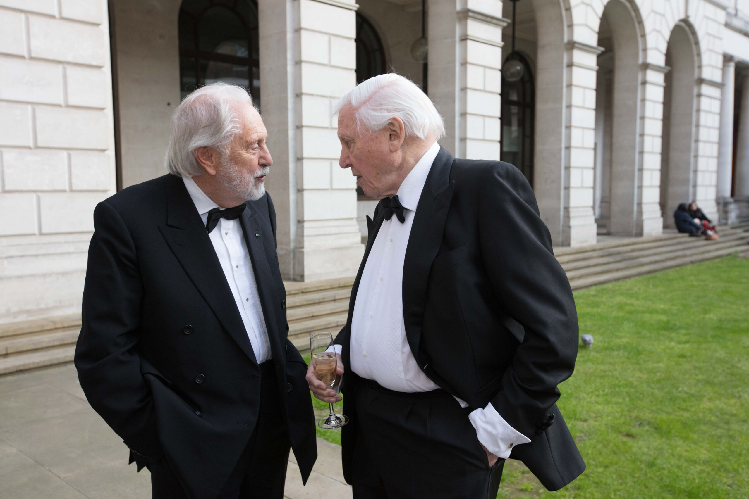 Lord David Puttnam and Sir David Attenborough at OU 50th birthday celebration